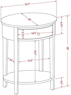 Solid Wood HI-08-ET Wooden Nightstand Accent Table with Drawer Antique Walnut Finish