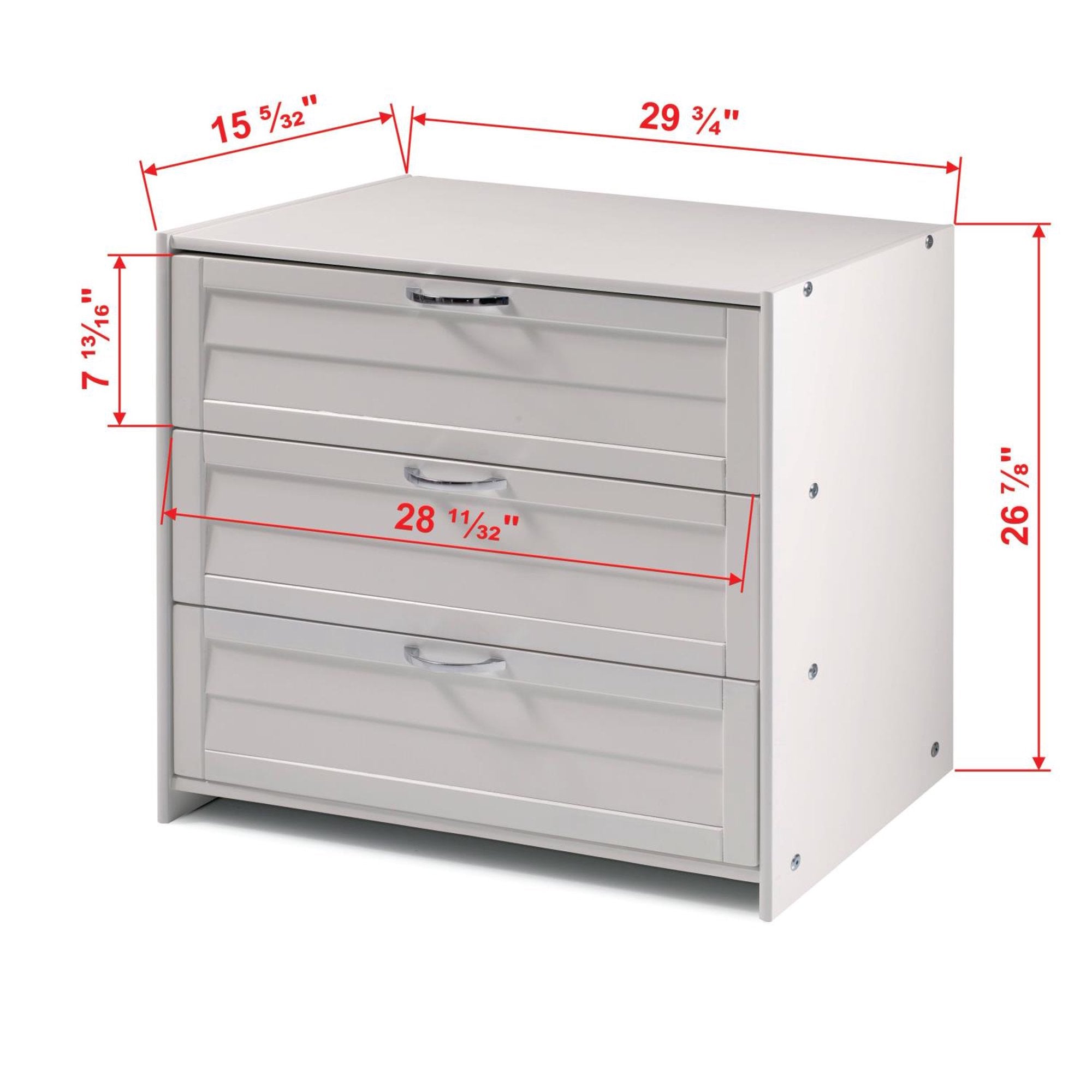 Twin Size Louver Low Loft in White with Slide, Drawer Chest & Bookcase