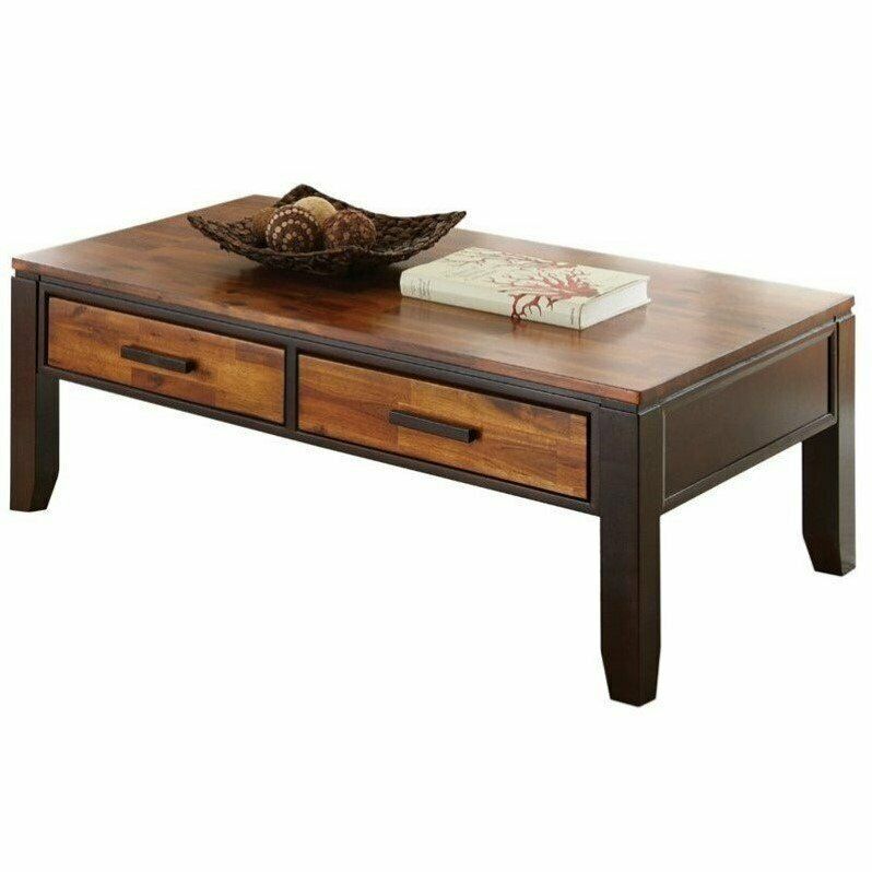 Abaco Contemporary Two Tone Coffee Cocktail Table With Drawers