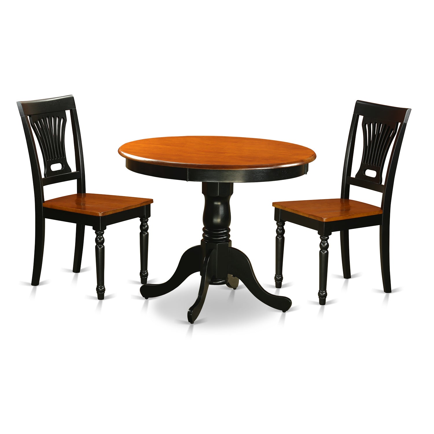 ANPL3-BLK-W Dining set - 3 Pcs with 2 Wooden Chairs