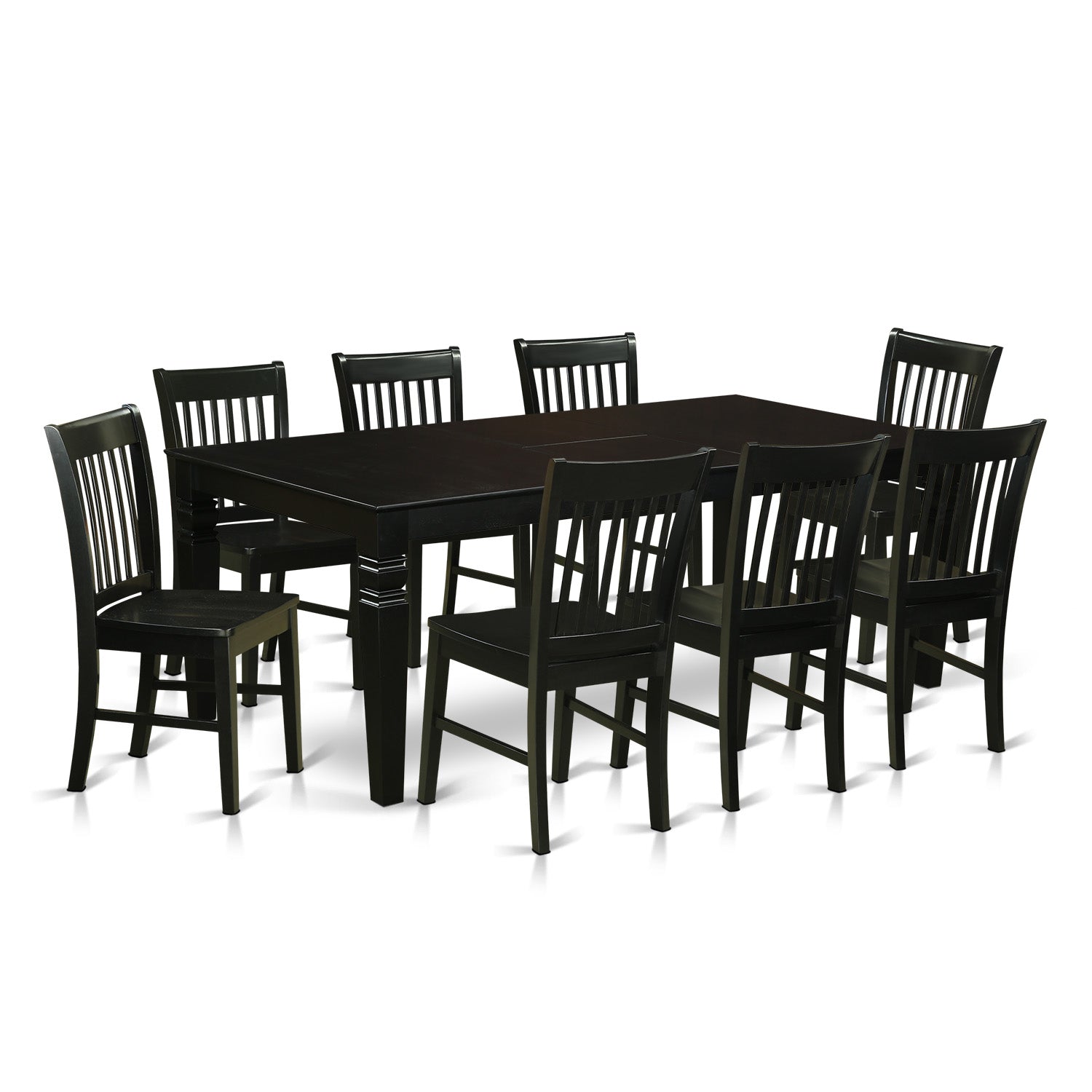 LGNO9-BLK-W 9 Pc Dining set with a Dining Table and 8 Wood Dining Chairs in Black