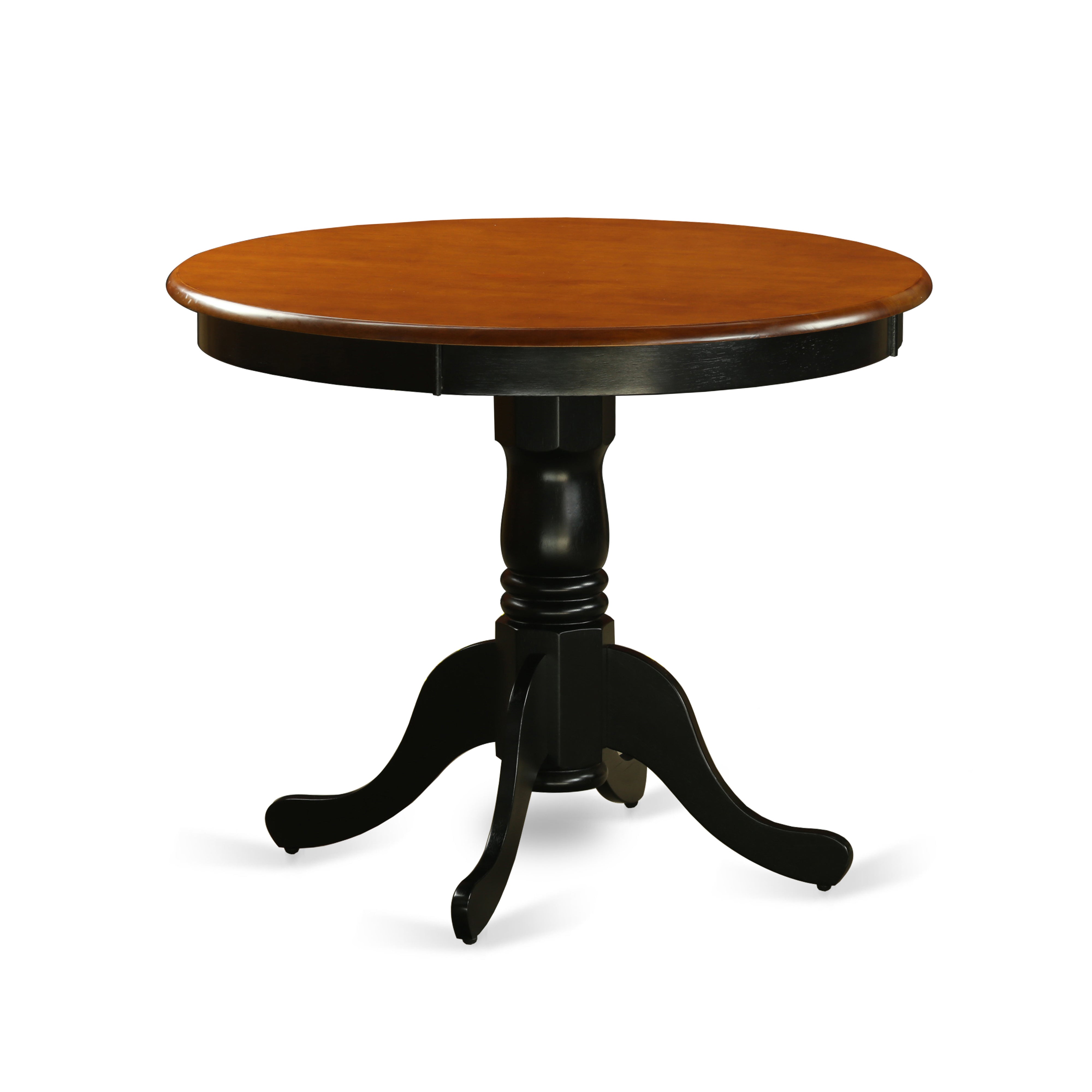 ANDA3-BCH-W 3PC Round 36 inch Table and 2 vertical slatted Chairs