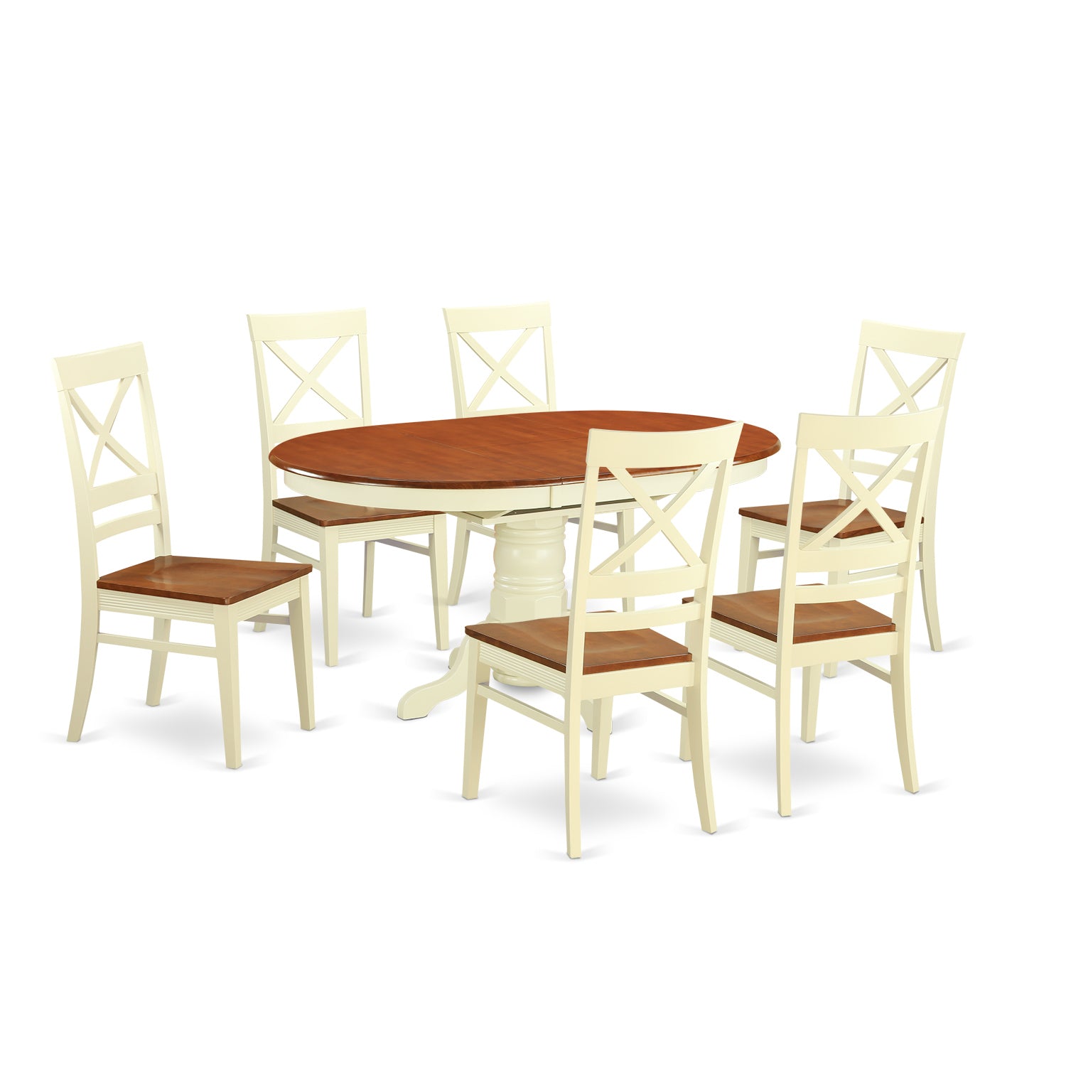AVQU7-WHI-W Dining room sets for 6 -Kitchen Table and 6 Dining Chairs