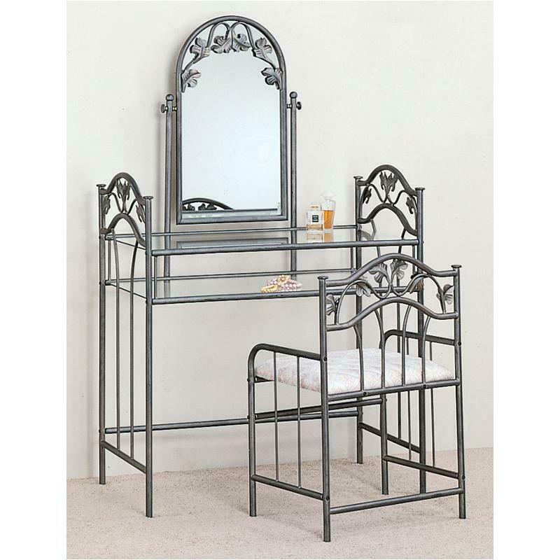 Coaster 2-Piece Metal Vanity Set With Glass Top And Mirror Pewter Nickel Bronze