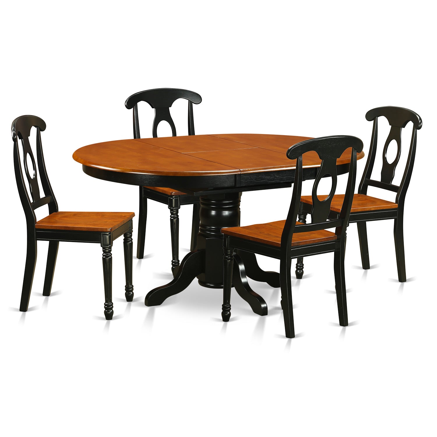 KENL5-BLK-W 5 Pc Dining room set-Oval Dining Table in conjuction with 4 Dining Chairs.