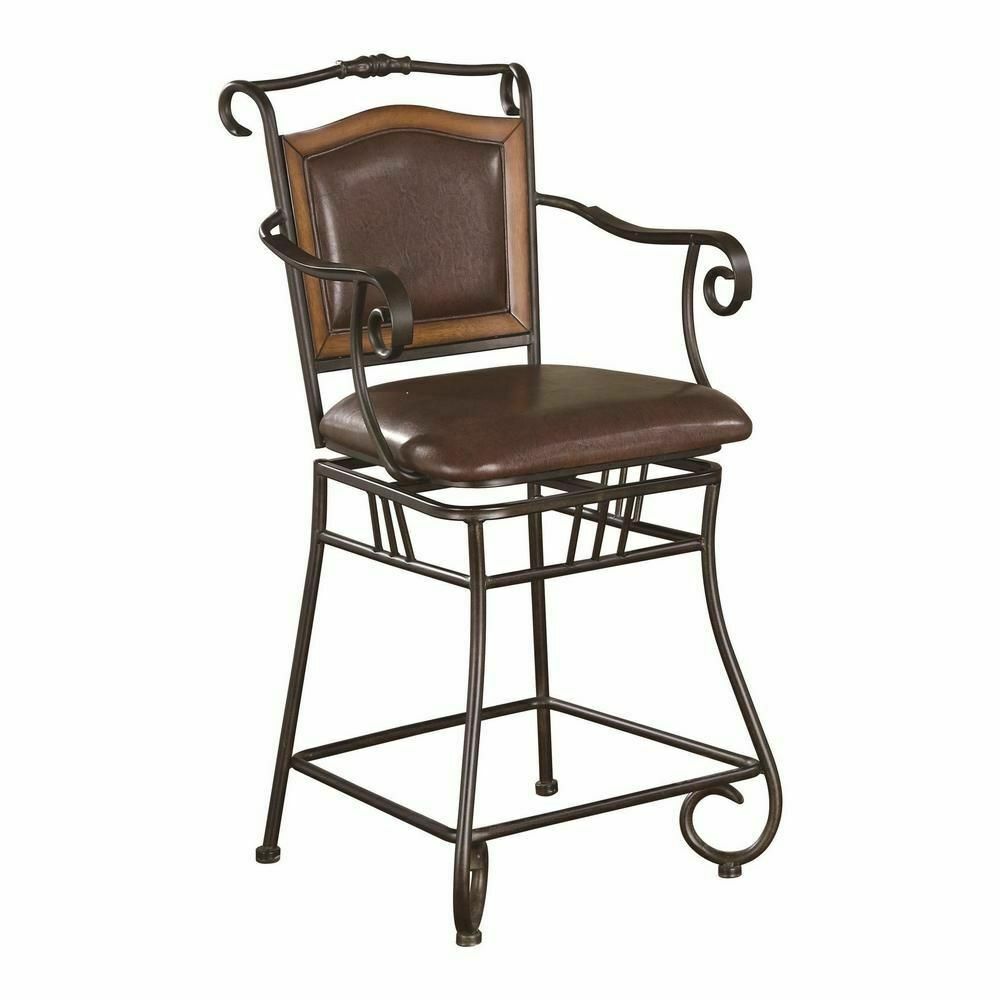 Coaster Upholstered Leatherette Counter Height Stool Brown And Bronze