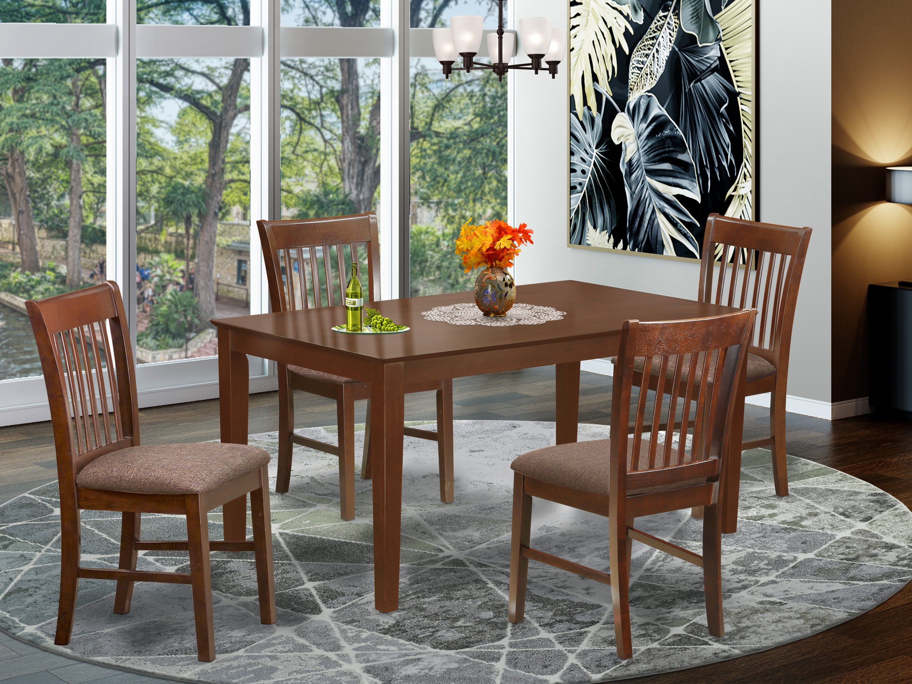 CANO5-MAH-C 5 PC Dining room set-Dining Table and 4 Dining Chairs