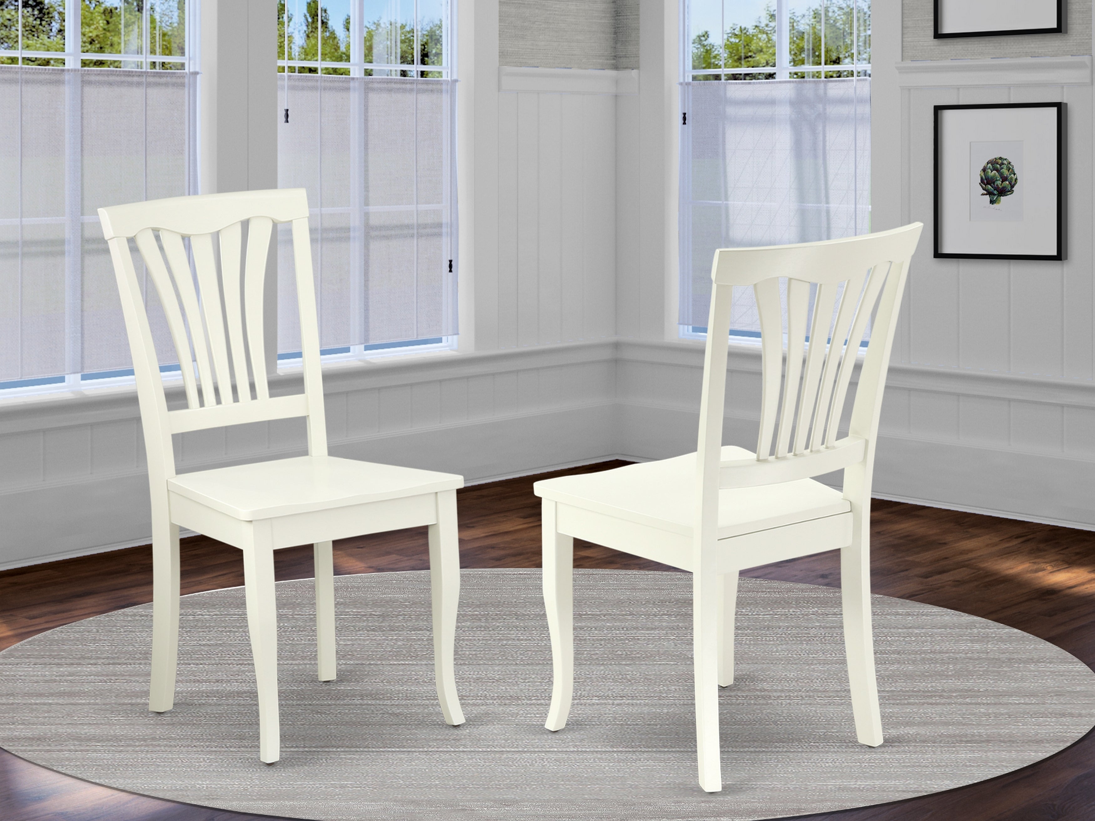 AVC-LWH-W Avon Chair for dining room with wood Seat - Linen WhiteFinish