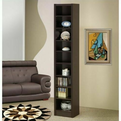 Coaster 9 Adjustable Shelf Narrow Bookcase in Cappuccino 800285