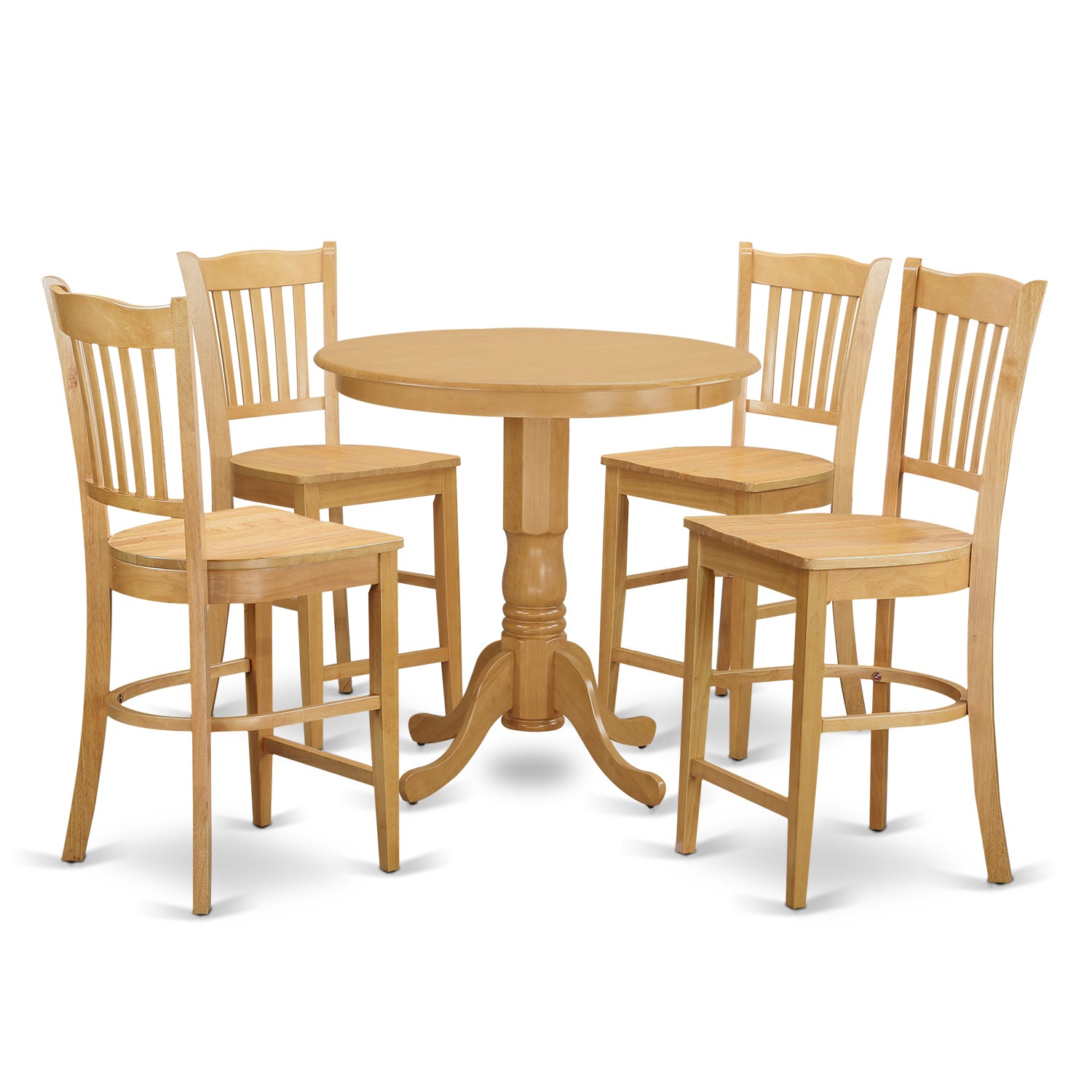 JAGR5-OAK-W 5 PC counter height pub set - Kitchen Table and 4 bar stools.