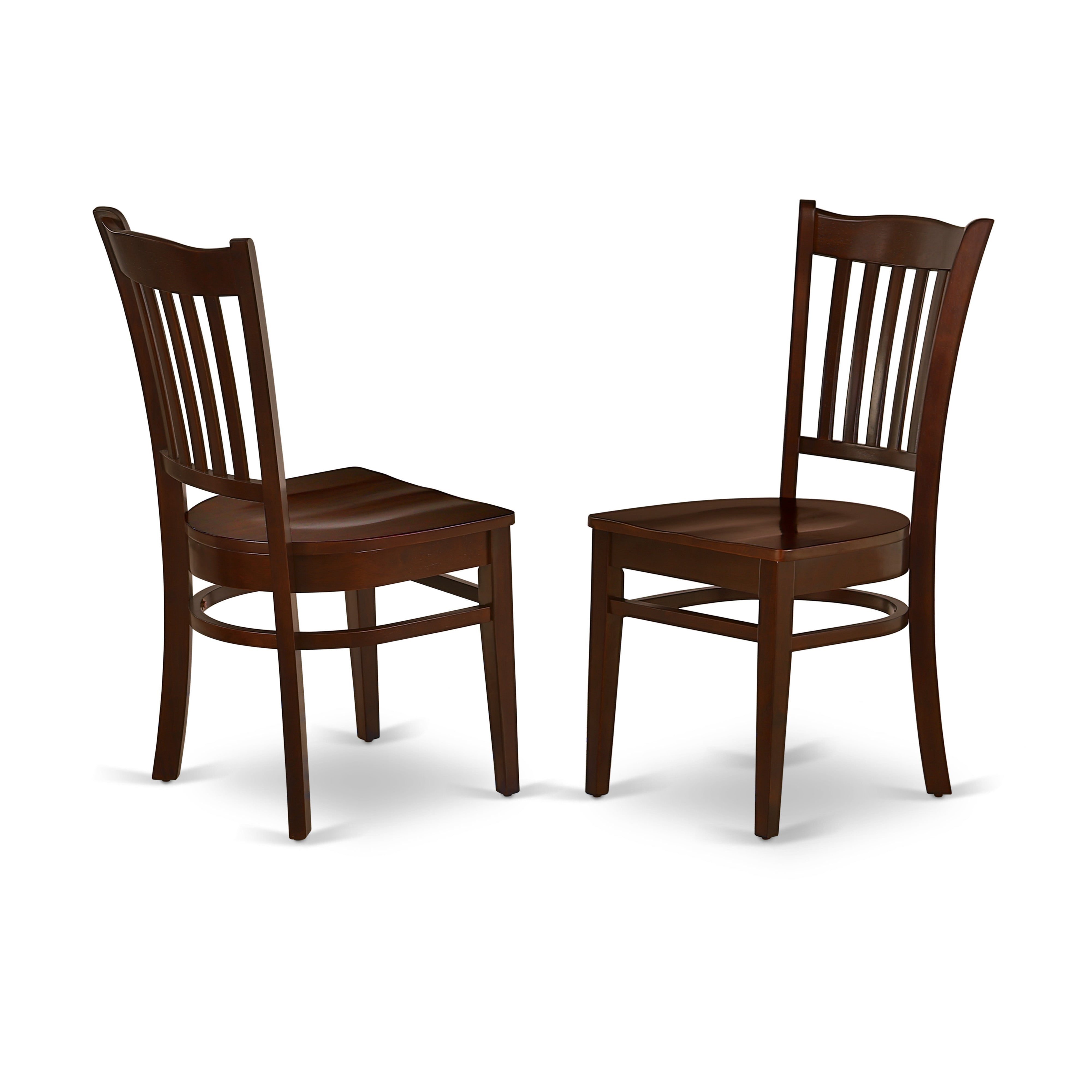 ANGR3-MAH-W 3Pc Rounded 36" Table And 2 Wood Seat Dining Chairs