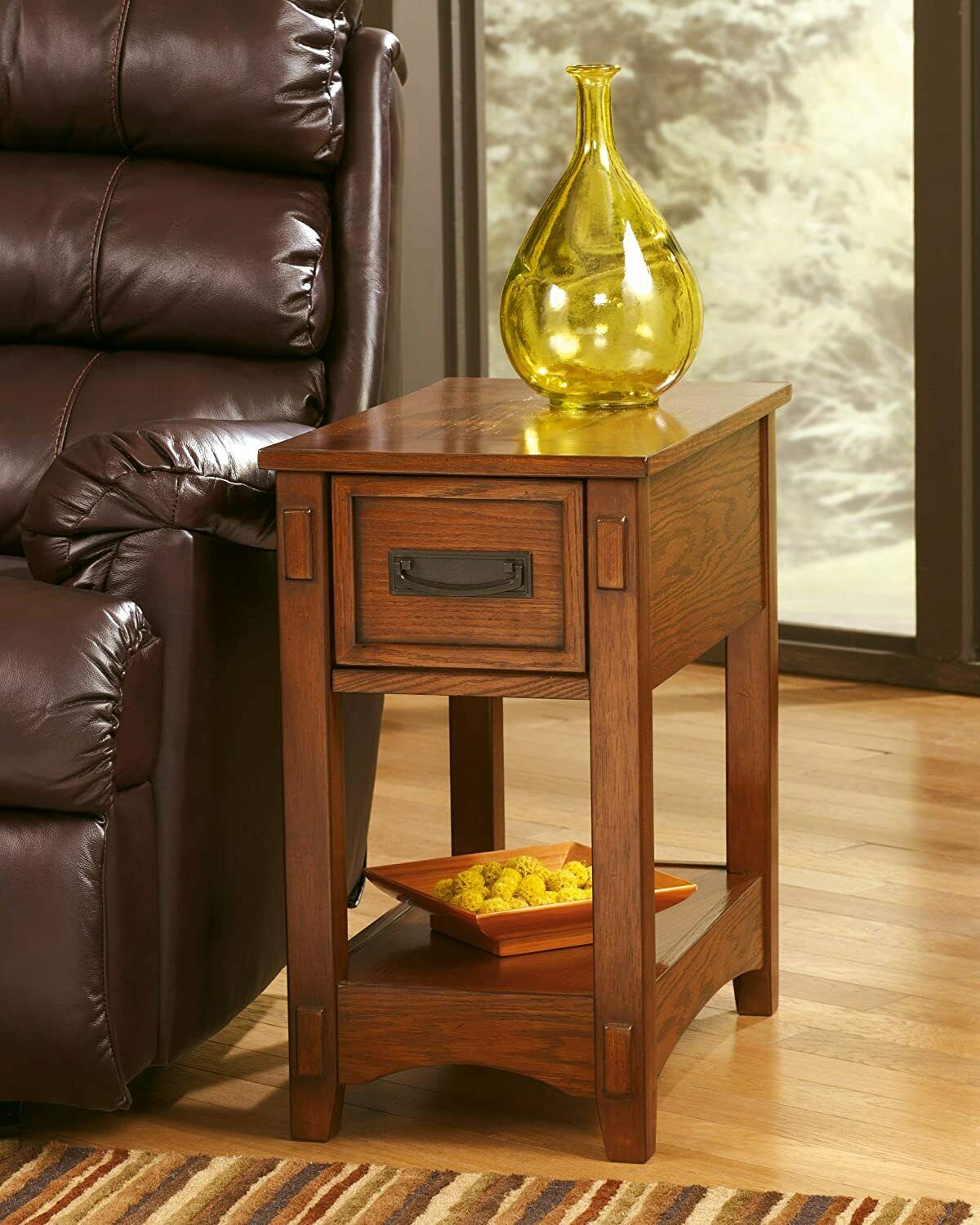 Breegin Mission Style Chair Side End Table Warm Brown