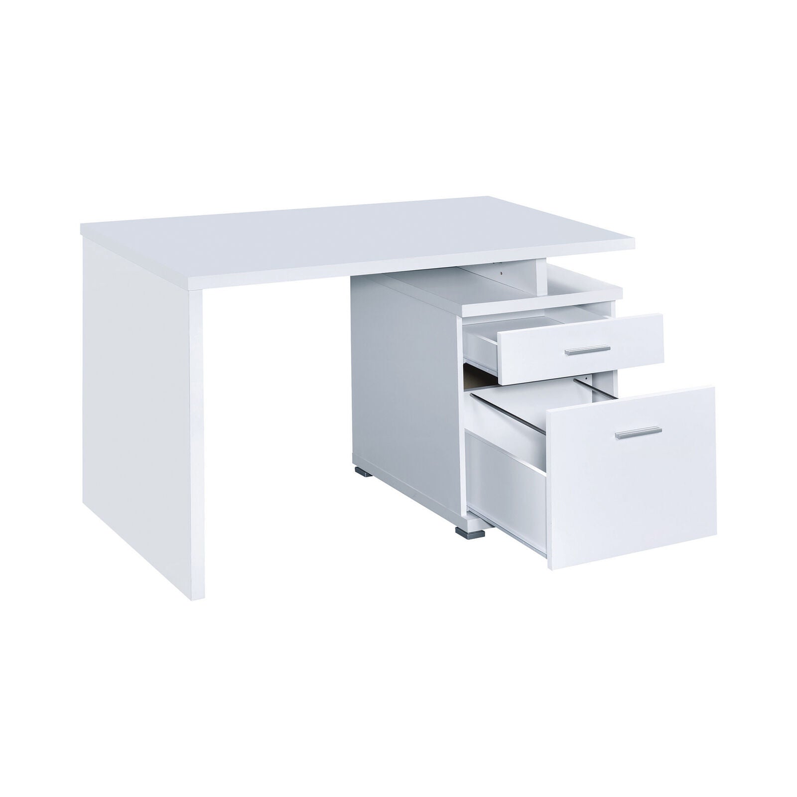 Modern Irving 2-Drawer Reversible Home Office Desk With Cabinet White