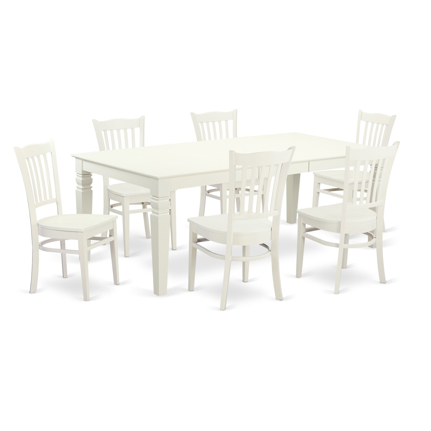 LGGR7-LWH-W 7 PcTable and chair set with a Dining Table and 6 Dining Chairs in Linen White