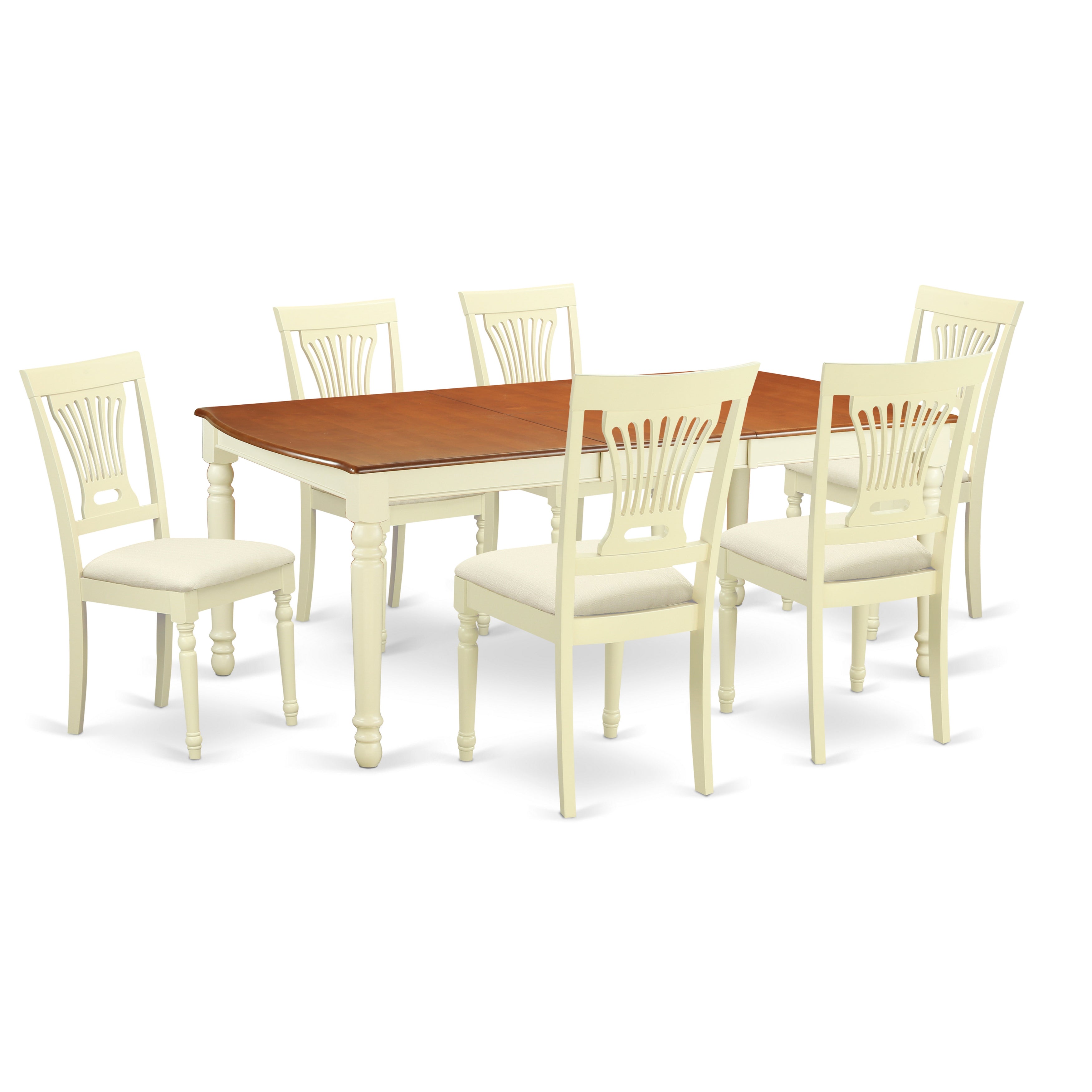 DOPL7-WHI-C 7 Pc dinette set -Dining Table and 6 Dining Chairs