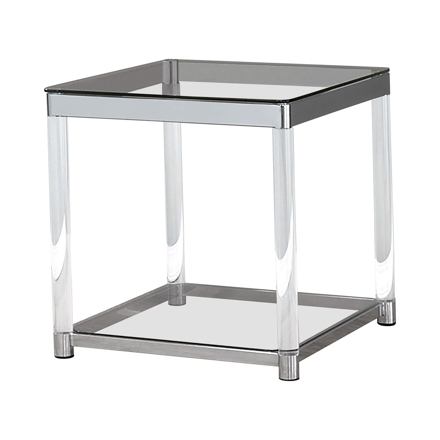 Claude End Table with Lower Shelf Chrome and Clear