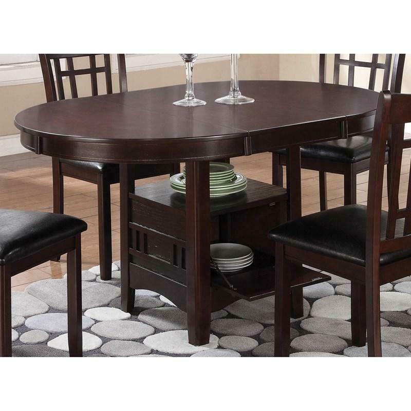 Lavon Oval Drop Leaf Dining Table With Storage Espresso 102671