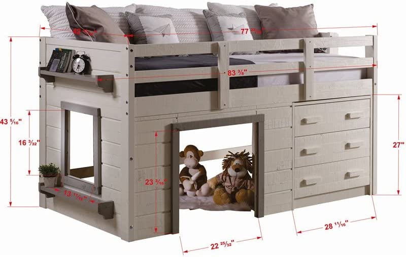 Donco Kids Donco Kids Wood Loft Bed Twin, Off-White