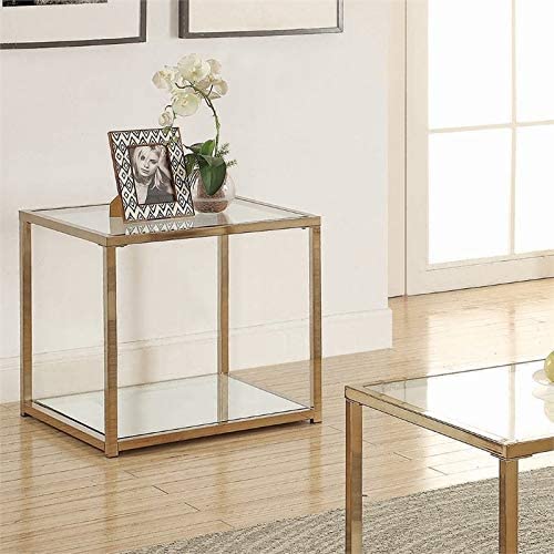 Cora End Table With Mirror Shelf Chocolate Chrome