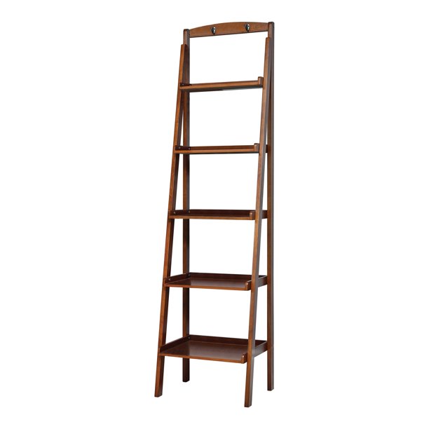 Coaster 5 Tier Ladder Bookcase Display Stand Rack Cherry