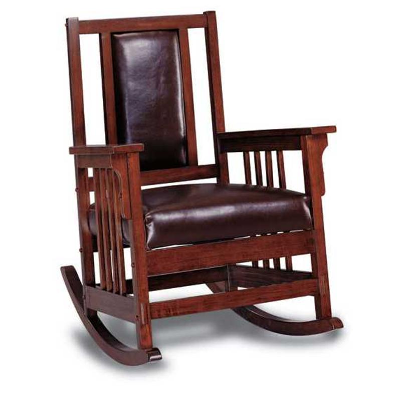 Coaster Upholstered Traditional Tobacco Rocking Chair With Leatherette Seat