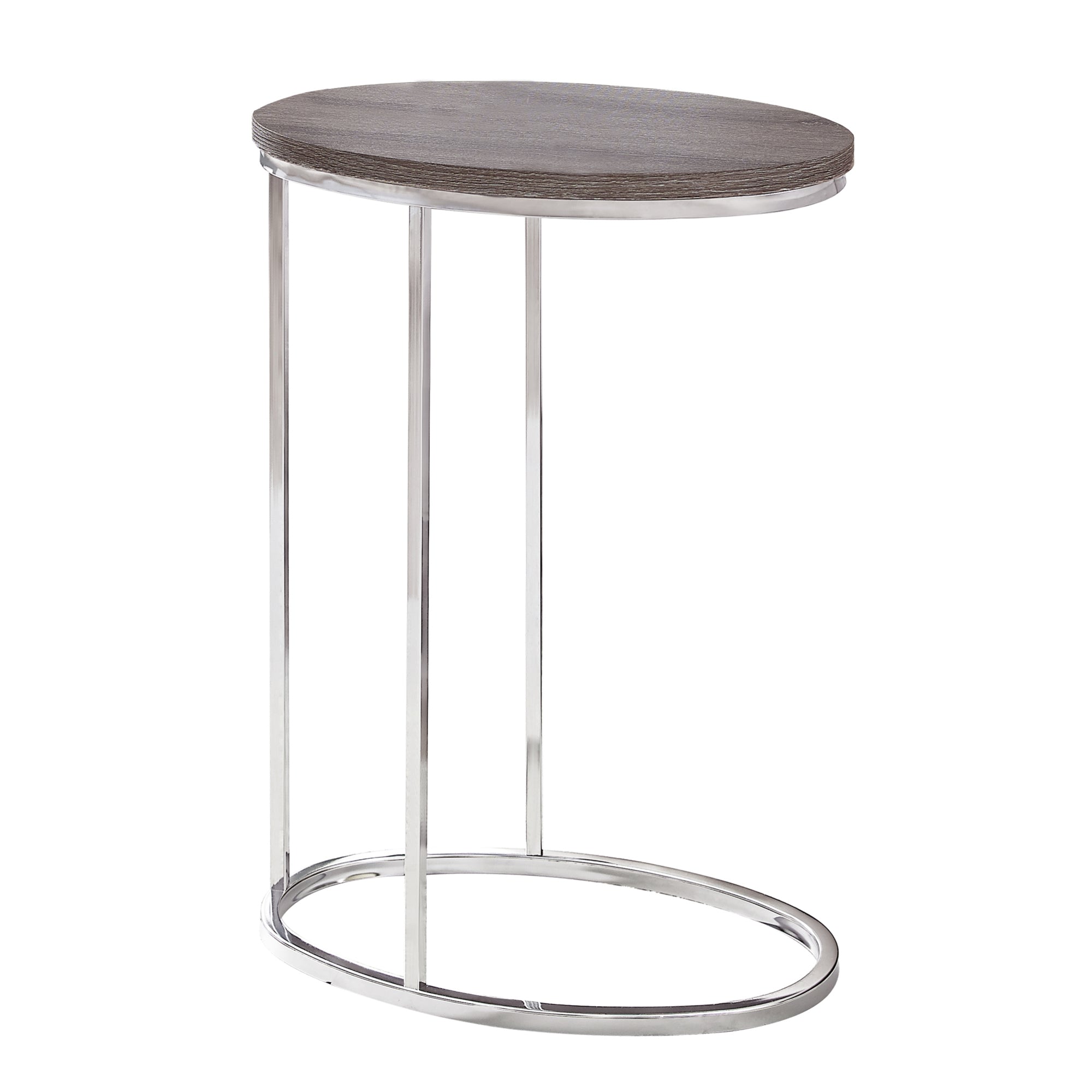 Oval Dark Taupe with Chrome Metal Accent Table