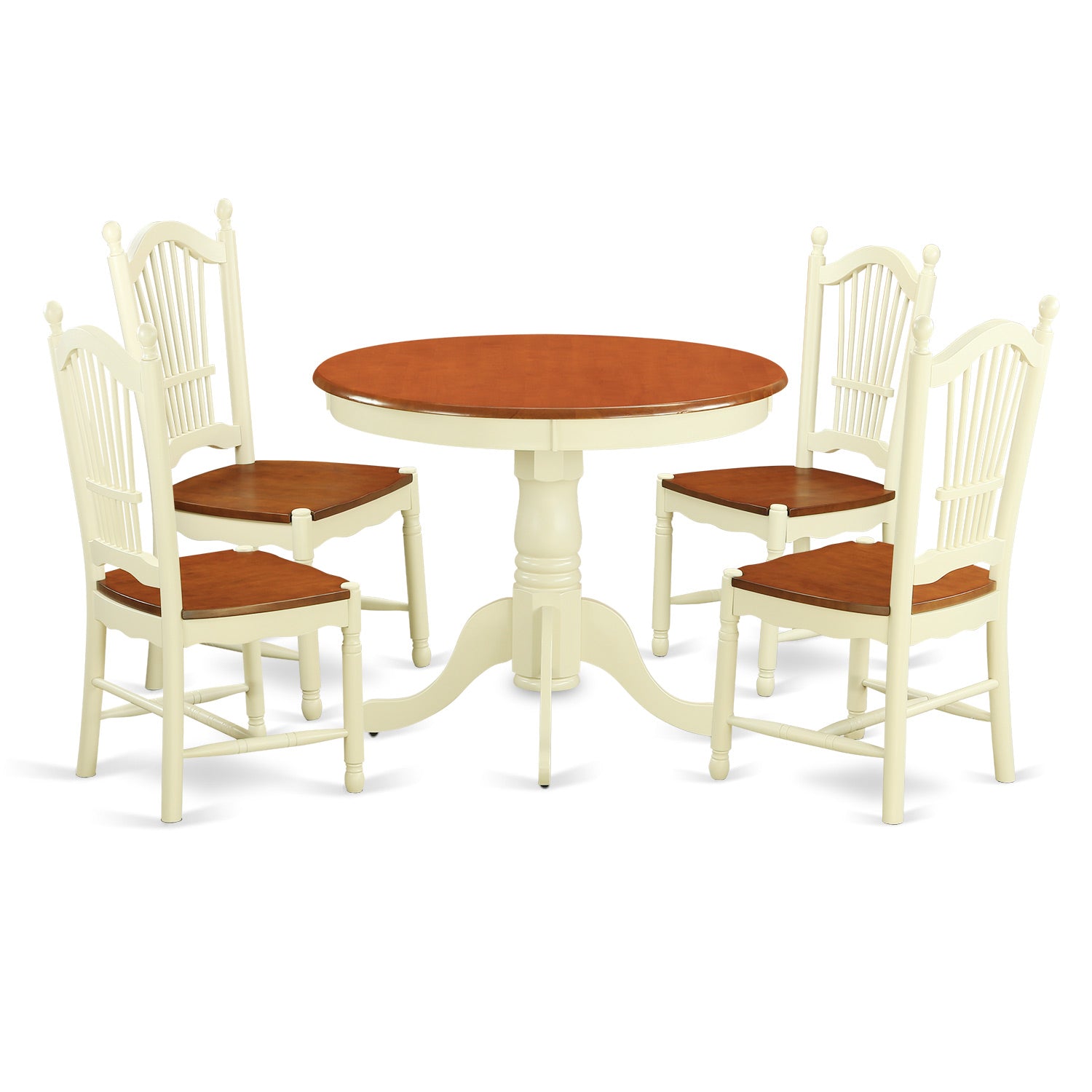 ANDO5-WHI-W 5 PcKitchen nook Dining set for 2-Dinette Table and 2 Kitchen Dining Chairs