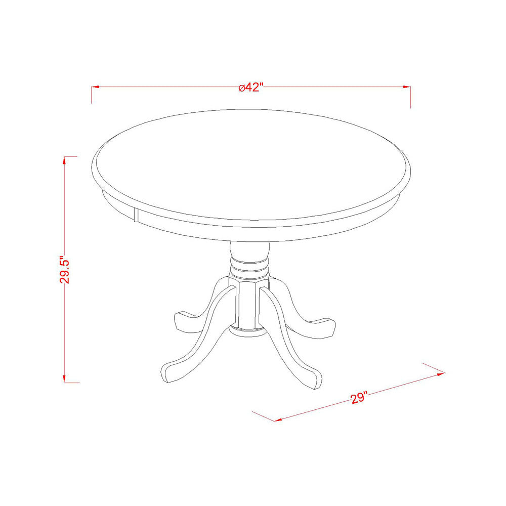 HLFR5-MAH-05 5Pc Dining Set Includes a Round Dinette Table and Four Parson Chairs with Doeskin Fabric, Mahogany Finish