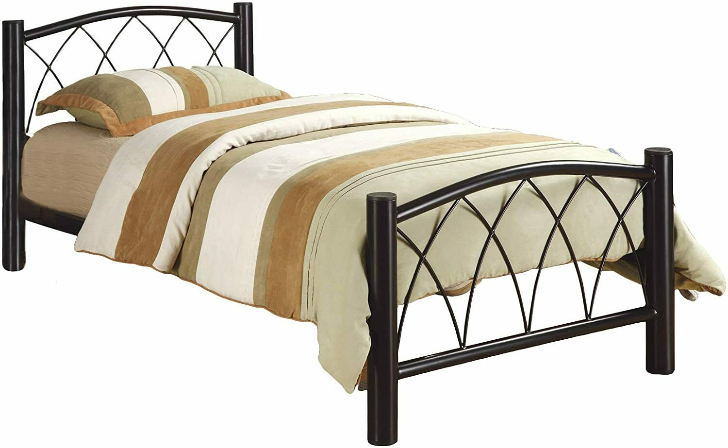 Poundex Platform Chadwick Arched X Design Metal Black Twin Bed F9016T