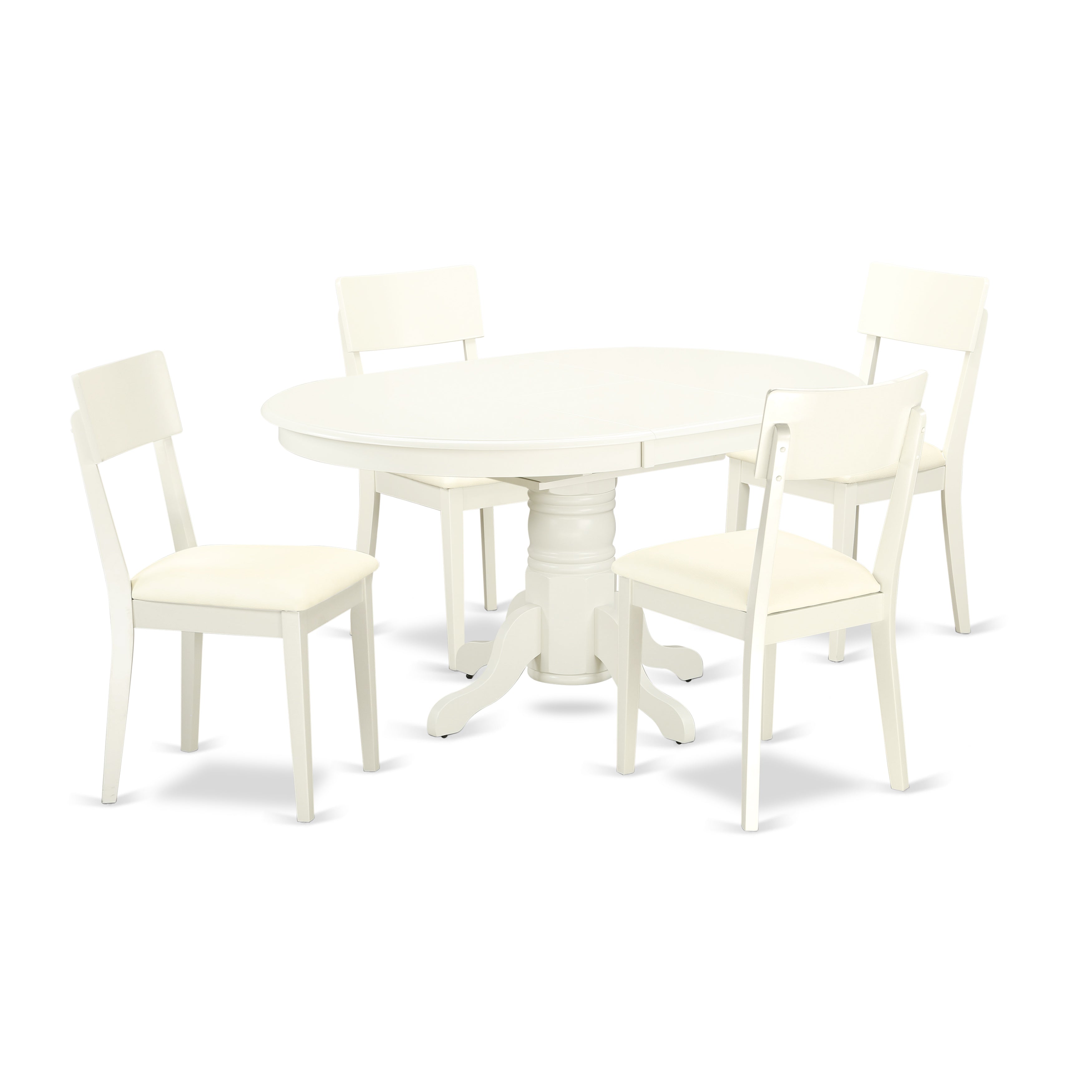 AVAD5-LWH-LC 5 Pc Dining set with a Kitchen Table and 4 Faux Leather Seat Kitchen Chairs in Linen White