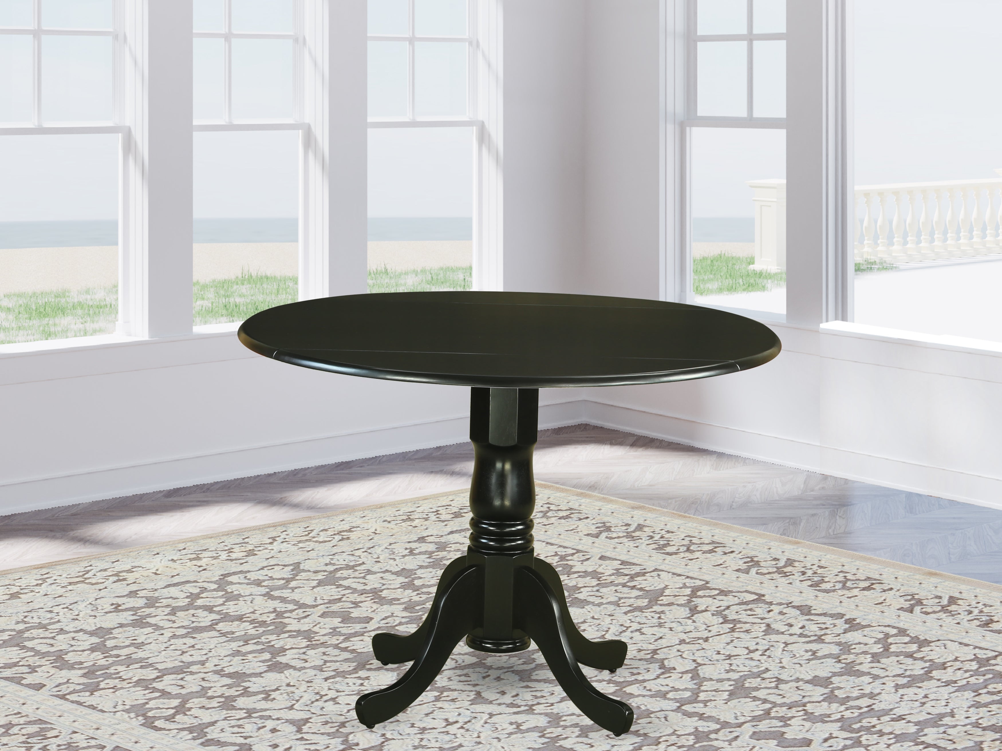 DLT-BLK-TP Round Table with 29" Drop Leaves - Black