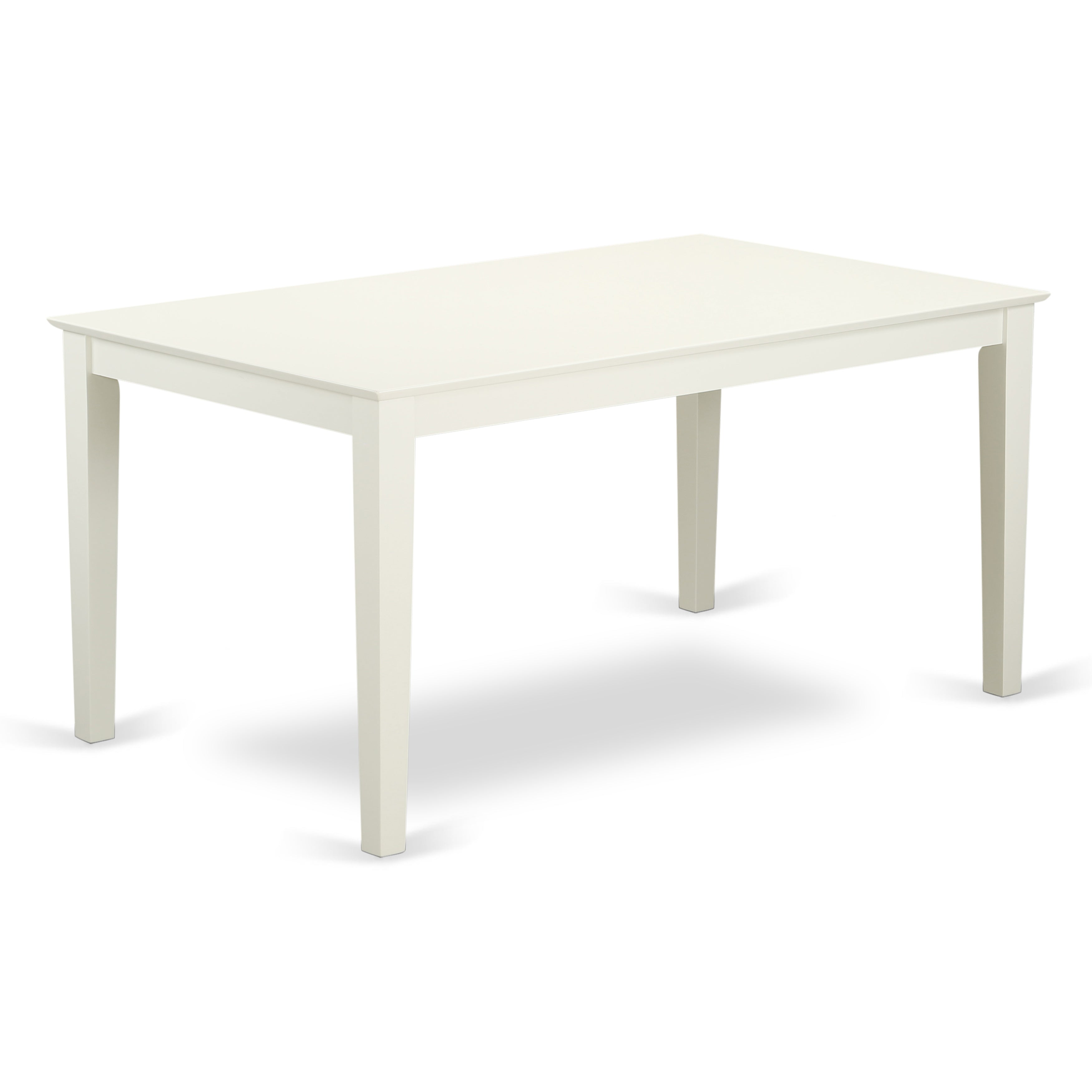 CAAB7-LWH-02 7Pc Rectangle 60" Dining Table And 6 Parson Chair With Linen White Leg And Linen Fabric Light Beige