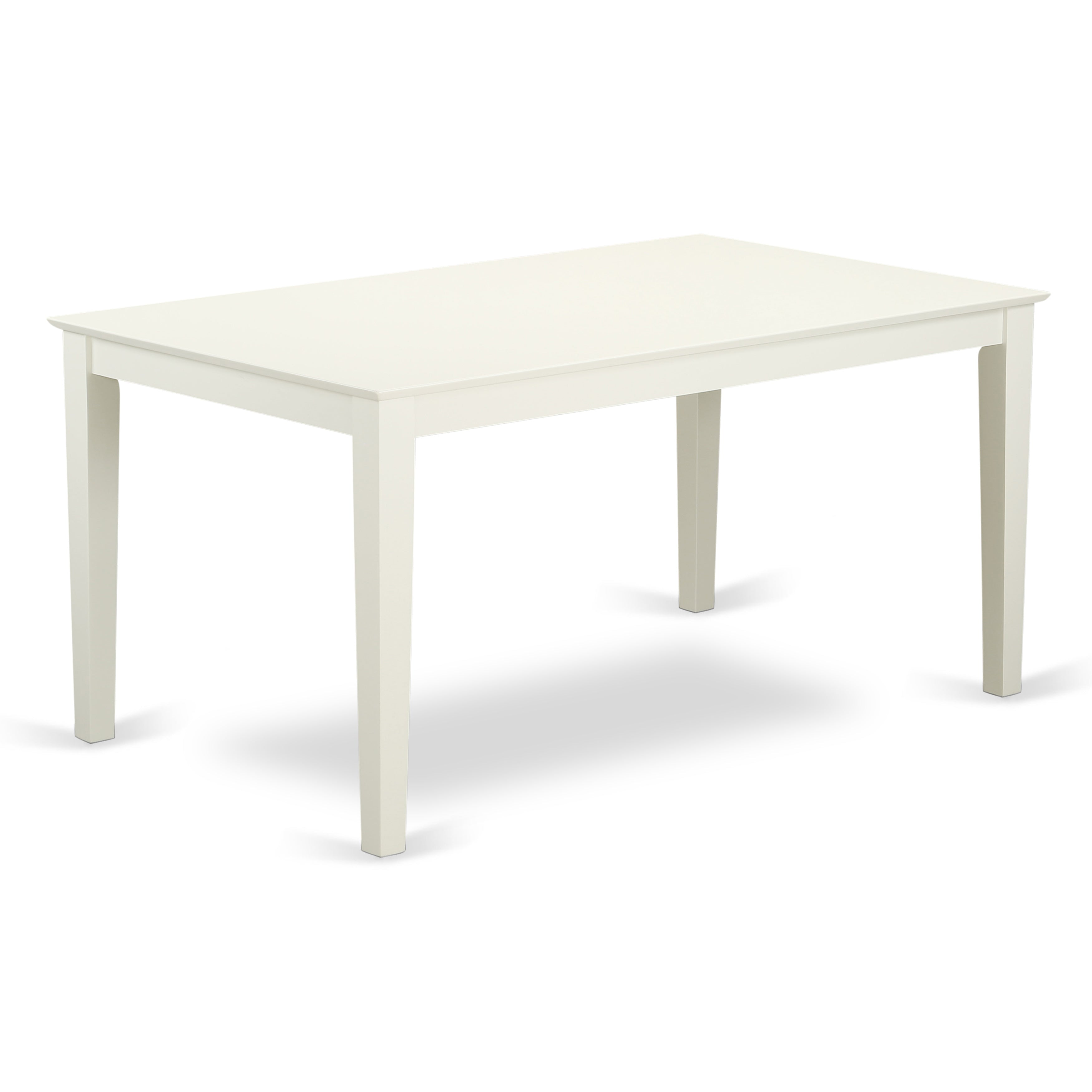 CAEN7-LWH-57 7Pc Rectangle 60" Dining Table And 6 Parson Chair With Linen White Leg And Pu Leather Color Pond