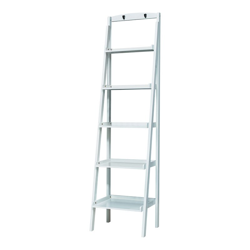 Coaster 5Tier Ladder Bookcase Display Stand Rack White