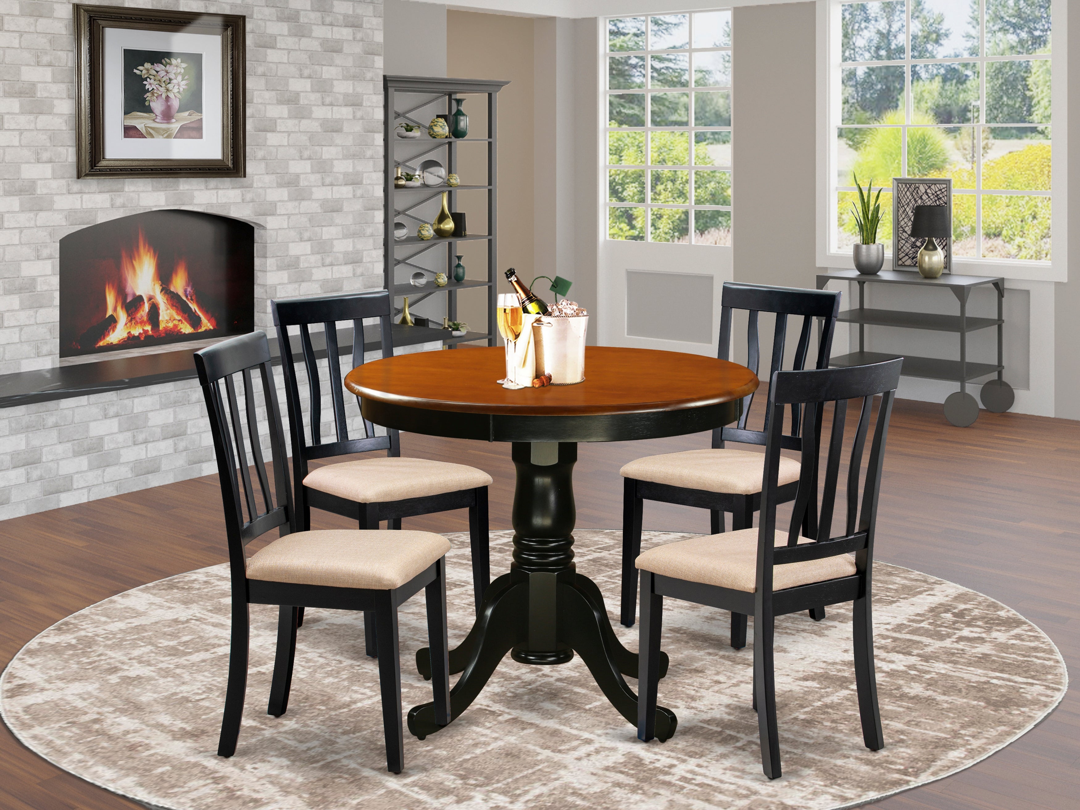 ANTI5-BLK-C 5 Pc Kitchen Table set-small Kitchen Table and 4 Kitchen Dining Chairs