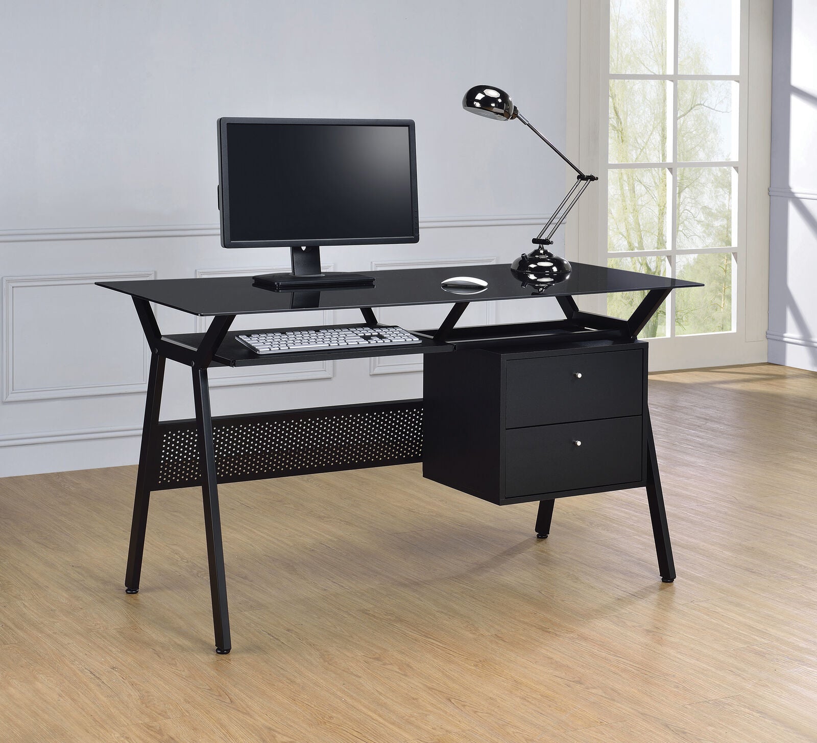 Coaster Casual Weaving Computer Desk with Two Storage Drawers Black 800436