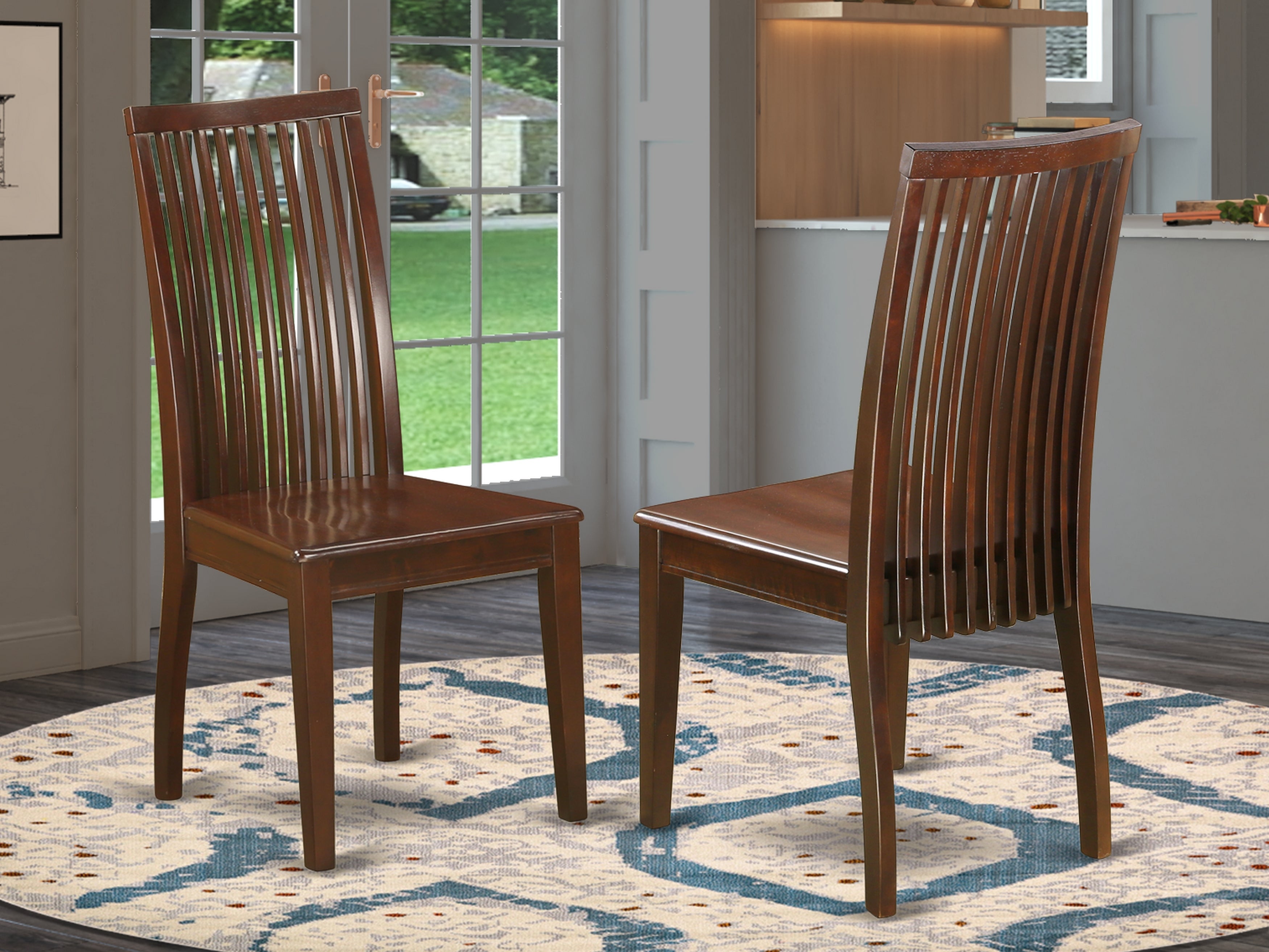 IPC-MAH-W Ipswich Dining chair with slatted back in Mahogany finish