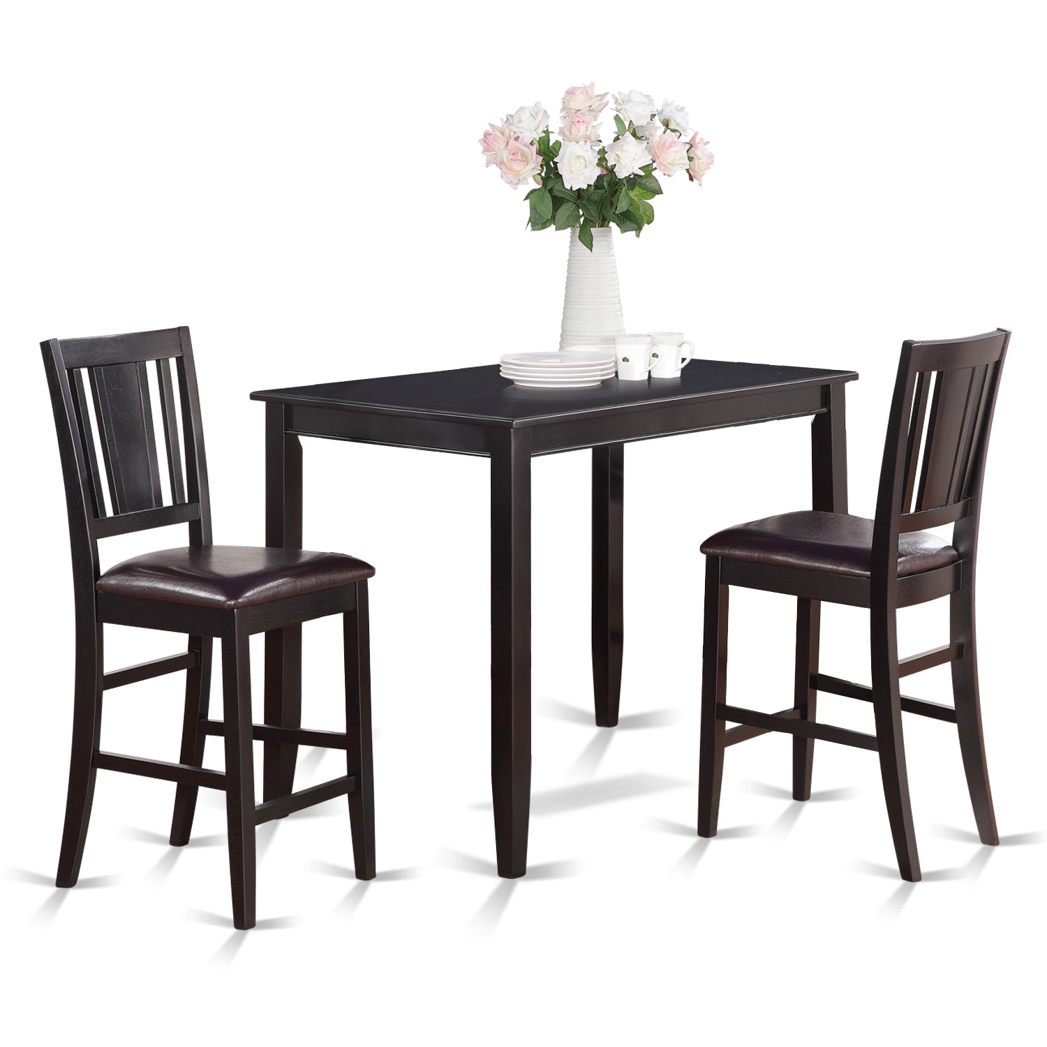 BUCK3-BLK-LC 3 Pc counter height Dining set-high Table and 2 Stools