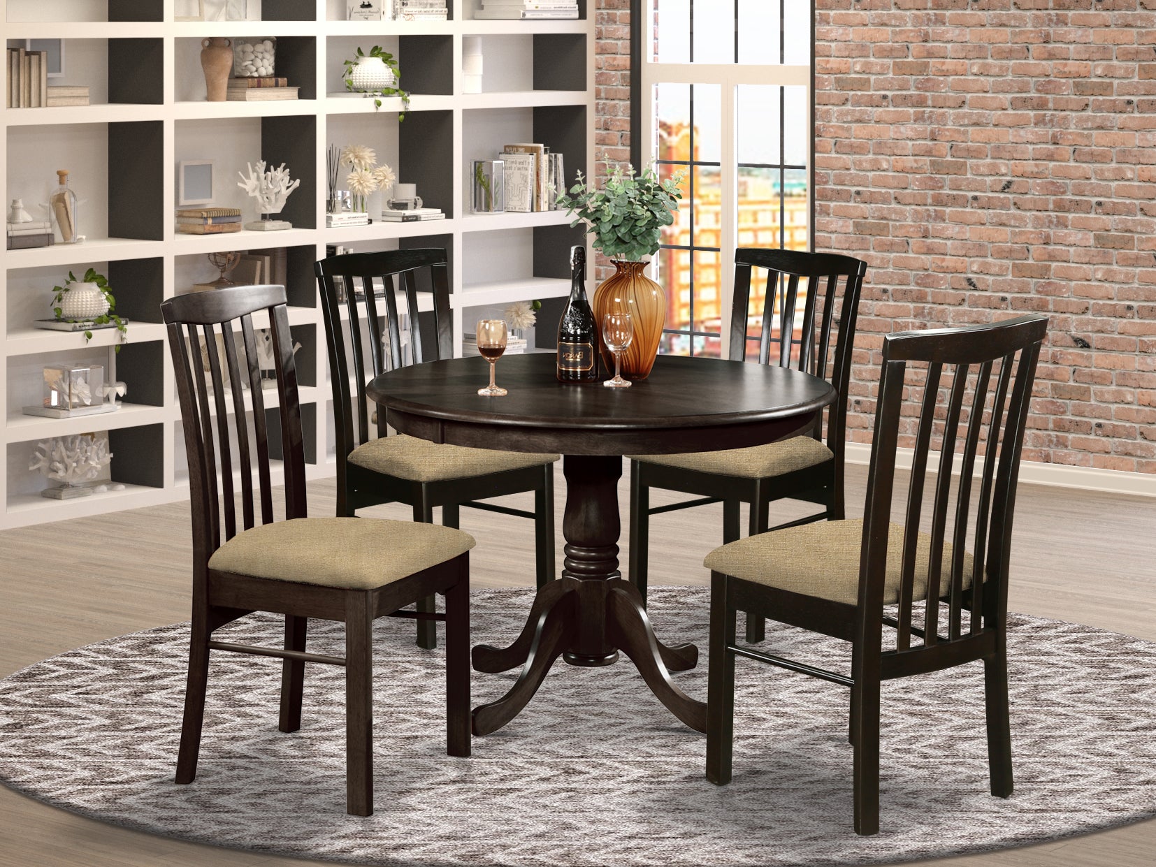 HART5-CAP-C 5 PC Kitchen Table set-Table Round Table and 4 Dining Chairs