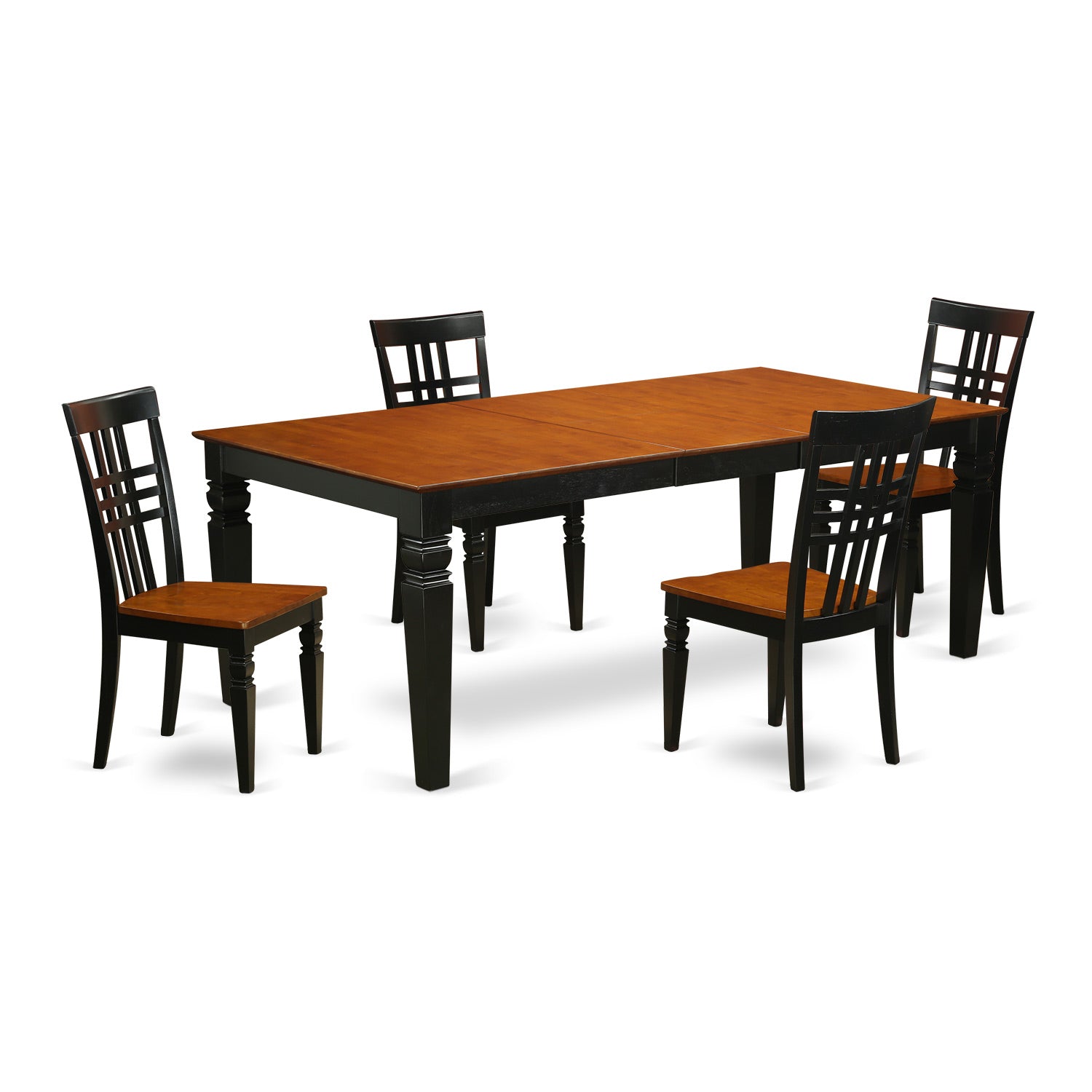 LGLG5-BCH-W 5 PC Table and chair set with a Table and 4 Dining Chairs in Black and Cherry