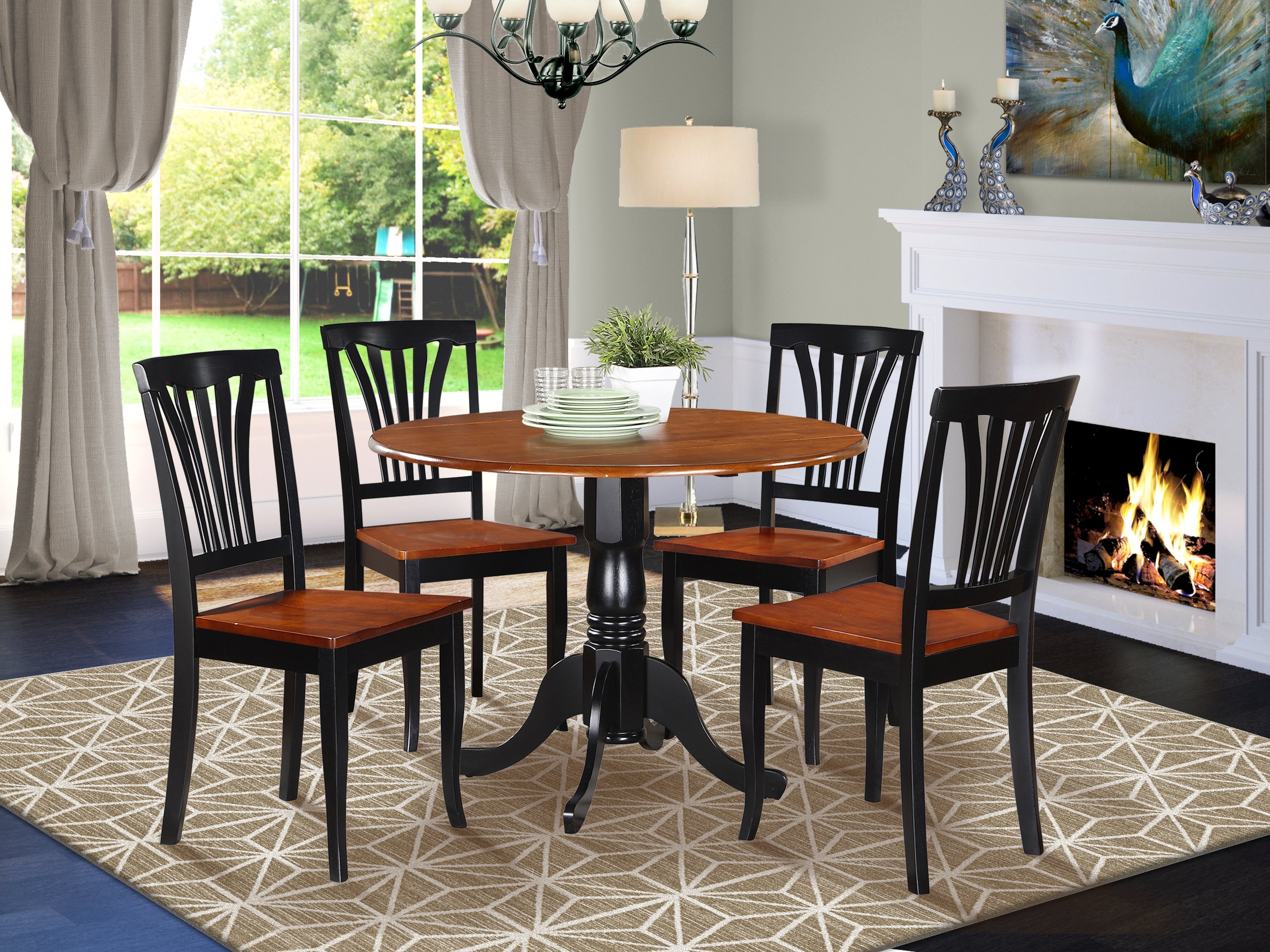 DLAV5-BCH-W 5 PC small Kitchen Table and Chairs set-Kitchen Table and 4 Kitchen Chairs