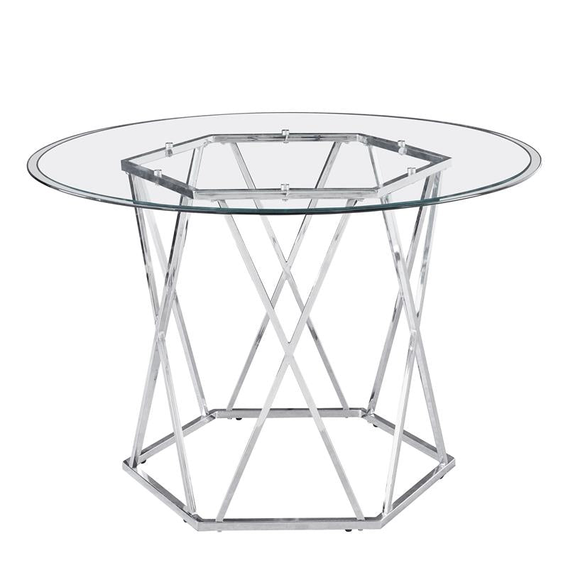 Steve Silver Escondido Chrome and Glass Top Dining Table