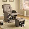 Coaster Leatherette Push-Back Swivel Glider Recliner With Ottoman Beige & Black