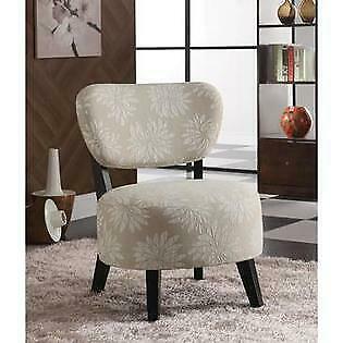 Armless Accent Chair with Padded Seat in Beige
