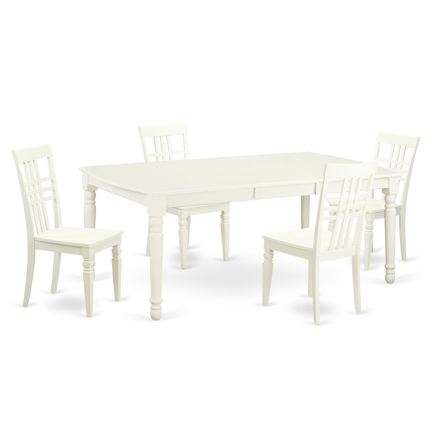 DOLG5-LWH-W 5 PC Kitchen Tables and chair set with a Dining Table and 4 Kitchen Chairs in Linen White