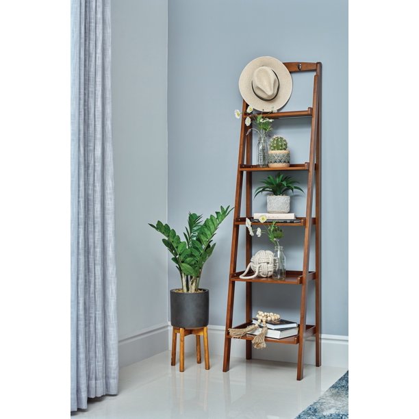 Coaster 5 Tier Ladder Bookcase Display Stand Rack Cherry