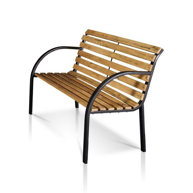 Jordy Transitional Metal Patio Bench in Black Outdoor Furniture