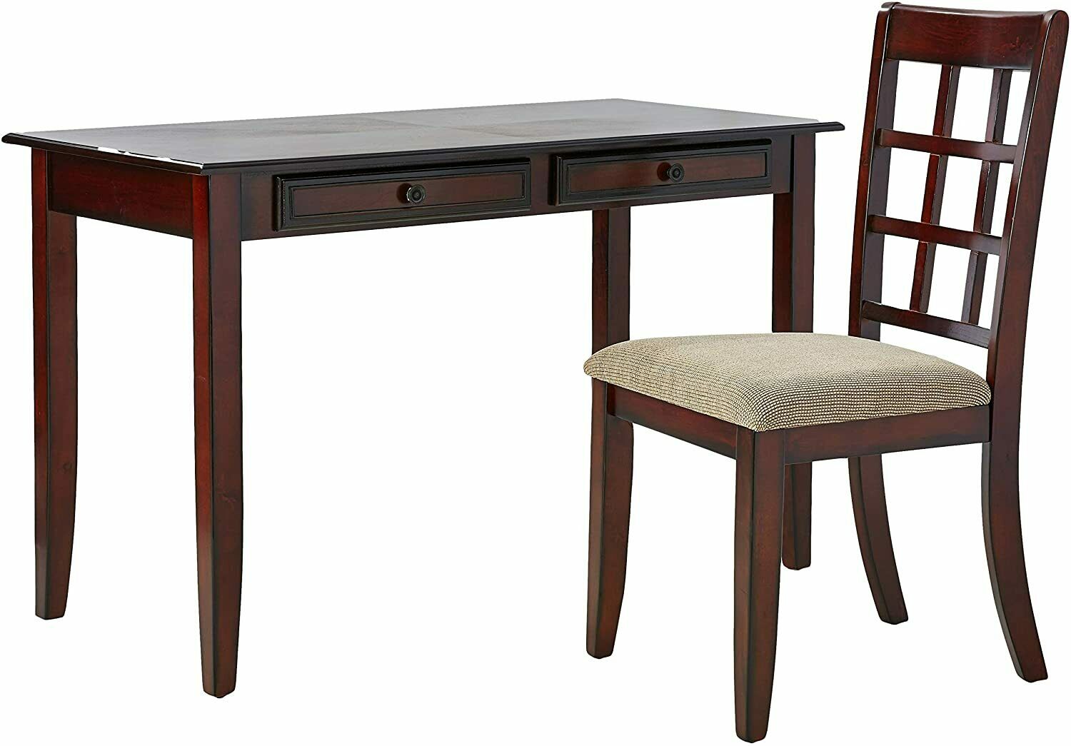 Newton 2-Piece Writing Desk And Chair Set Chestnut And Tan