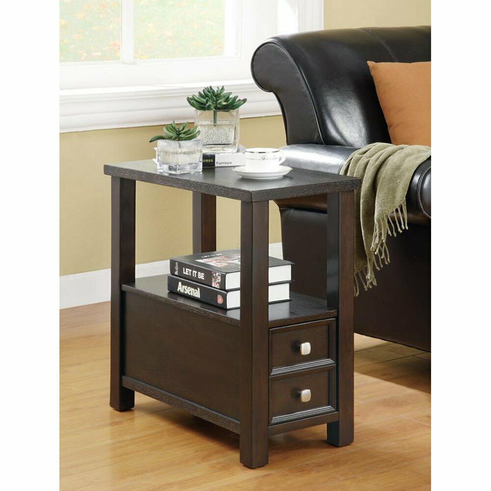 Casual Cappuccino Accent Table With 2 drawers