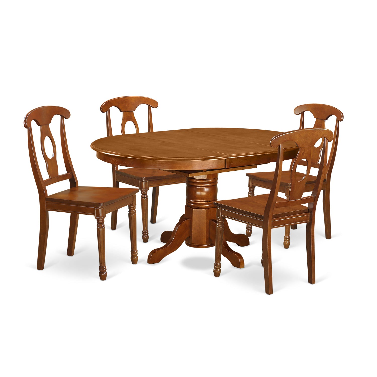 AVNA5-SBR-W 5 Pc Dining room set-Table with Leaf and 4 Dining Chairs